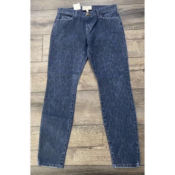 Current/Elliott Denim - NWT Current/Elliott Stilletto Skinny Jeans Oil Spill Painted Leopard Blue 26 New